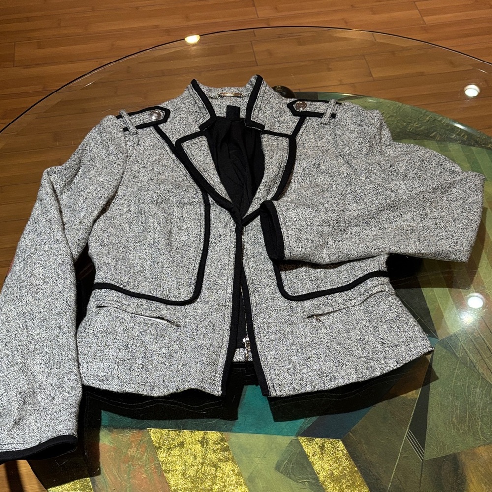 White House Black Market Textured Blazer with Dark Trim